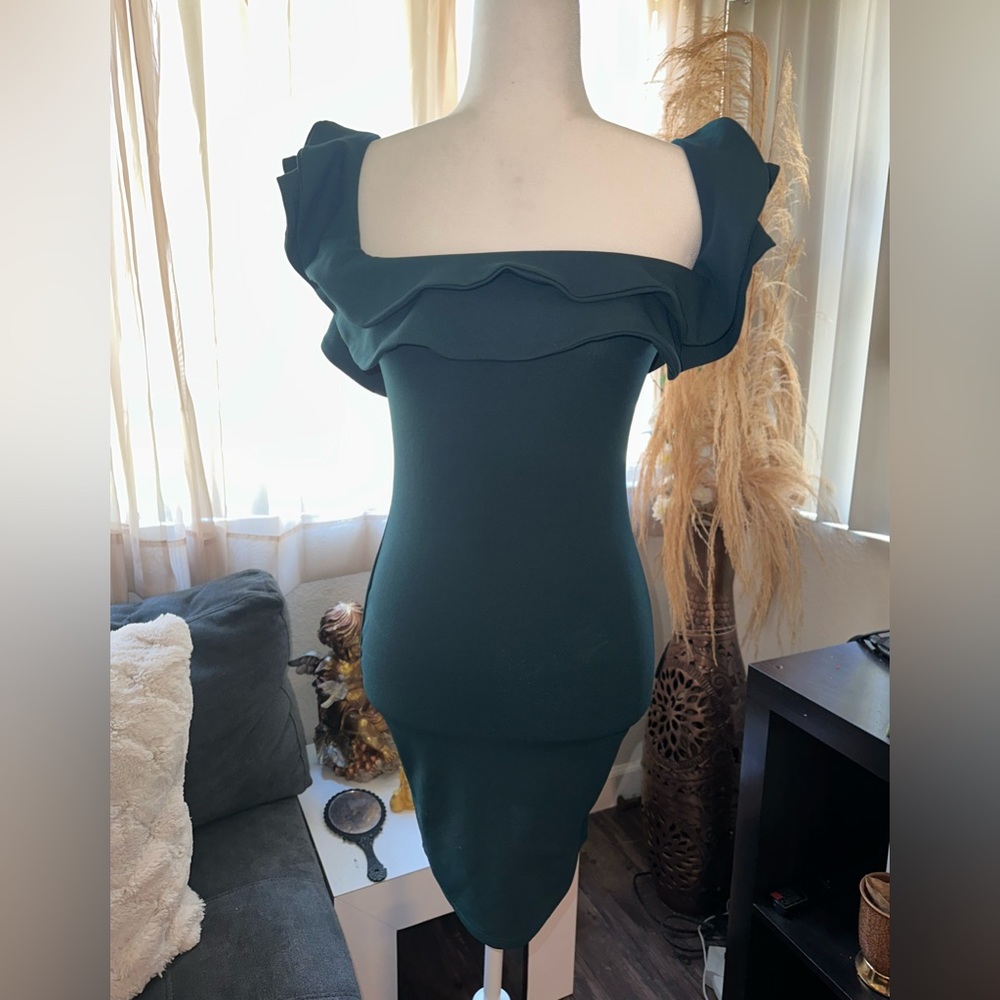Mind Code Green Ruffle Dress Size Small - Picture 16 of 16